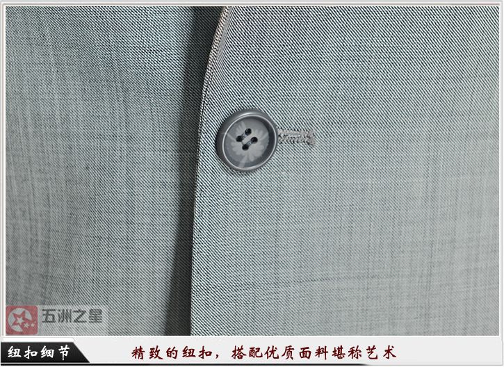 淺灰色單?？勰锌盥殬I(yè)工作服定做紐扣細(xì)節(jié)圖