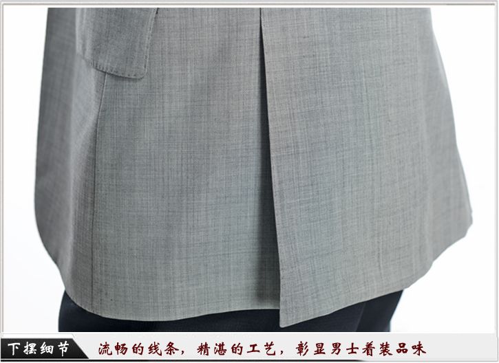 灰色平駁頭一?？勐殬I(yè)裝定制-職業(yè)裝下擺細(xì)節(jié)展示